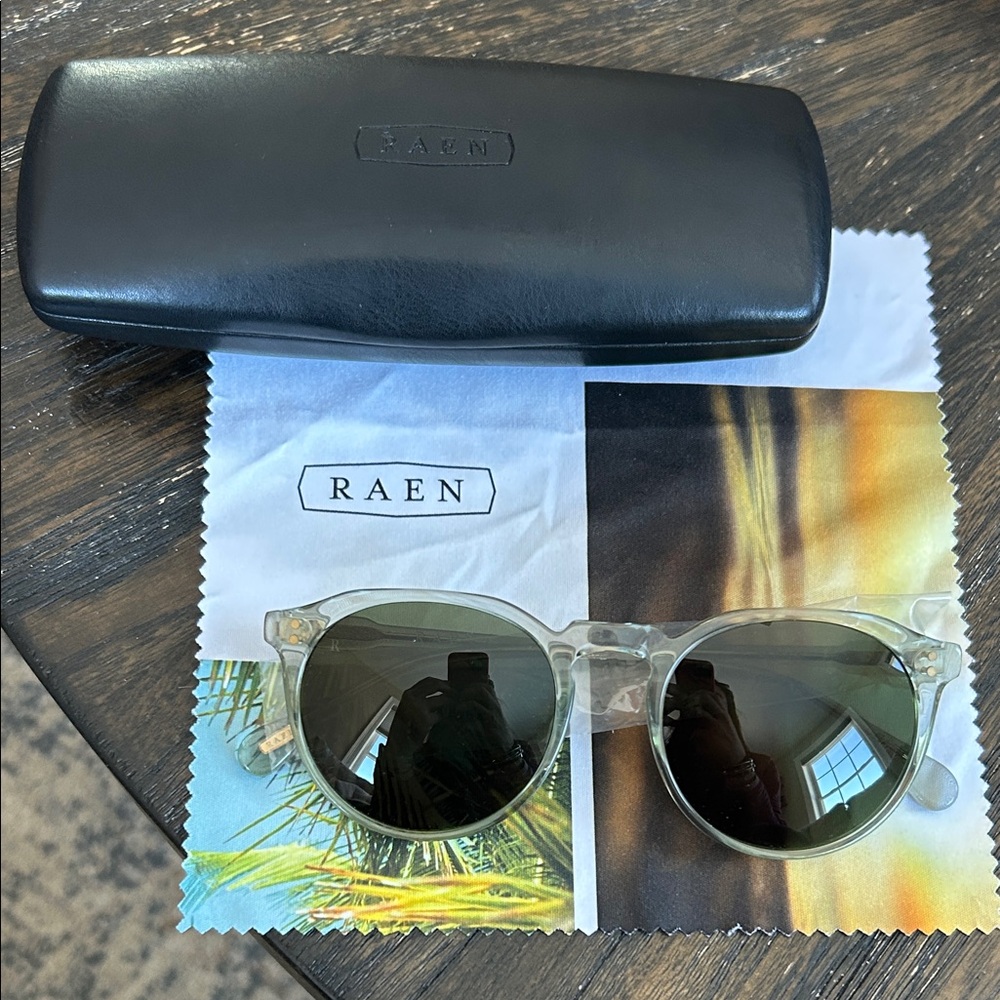 RAEN Clear Frame Sunglasses with Black Case